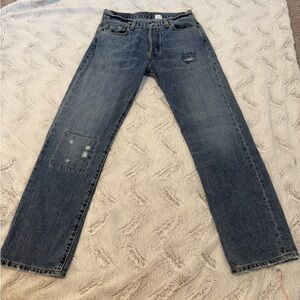 Levi's Blue Straight Jeans with Patch Detail